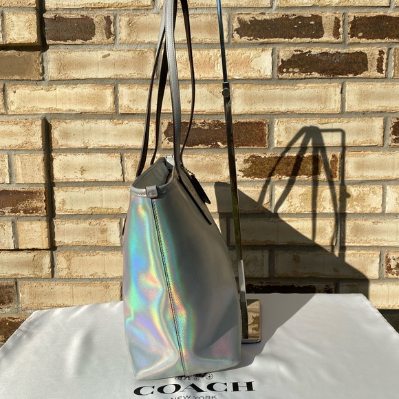 Coach Hologram Holographic Iridescent Leather Zip Tote - Picture 4 of 16